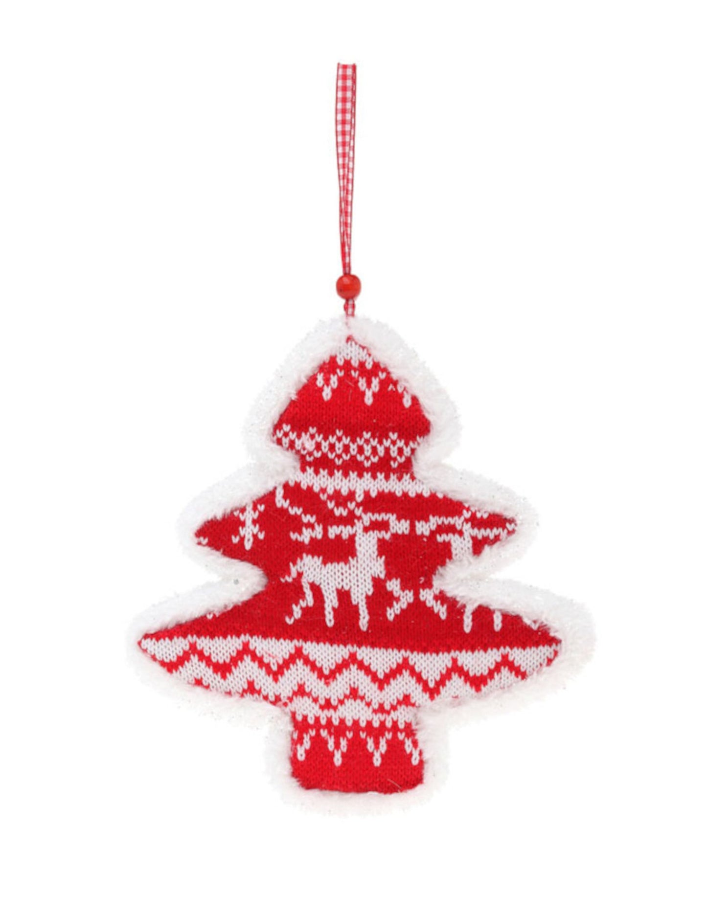 Viseča dekoracija v obliki rdeče in bele jelke 20 cm Vzorec za božični pulover