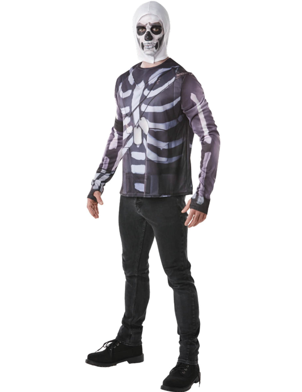 majice in cagula Skull Trooper Fortnite™ za odrasli črno in belo z motivom okostja