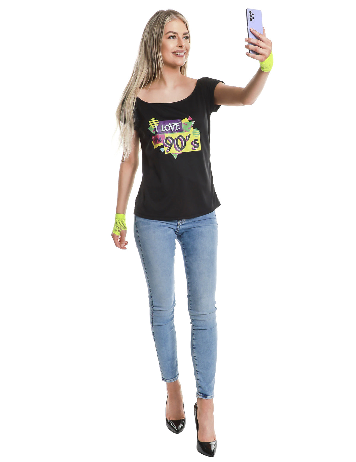Vue d'ensemble du T-shirt I love the 90's pour femme