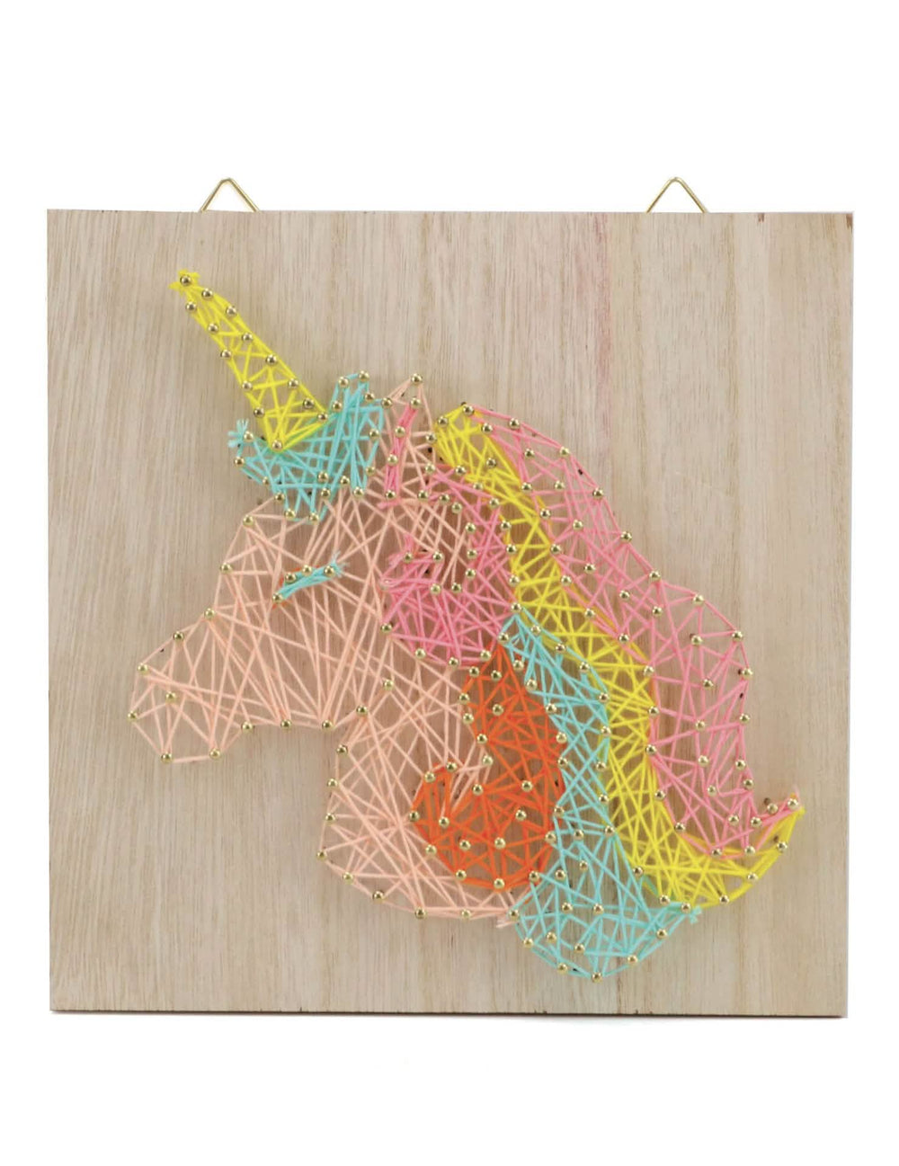 ustvarjalni komplet lesenega string art tabloja samorogi za otrok pisano