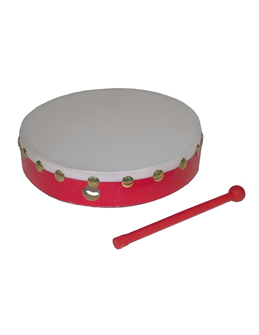 Tambour rouge pour enfant ou adulte avec baguette