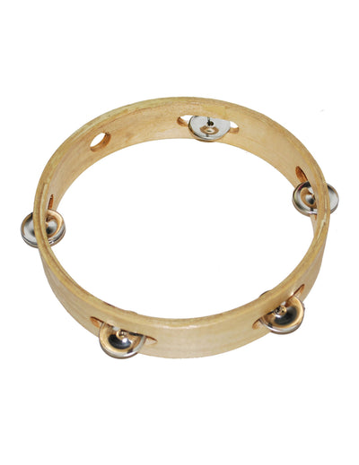 Tambourin à cymbalettes pour adulte en bois naturel