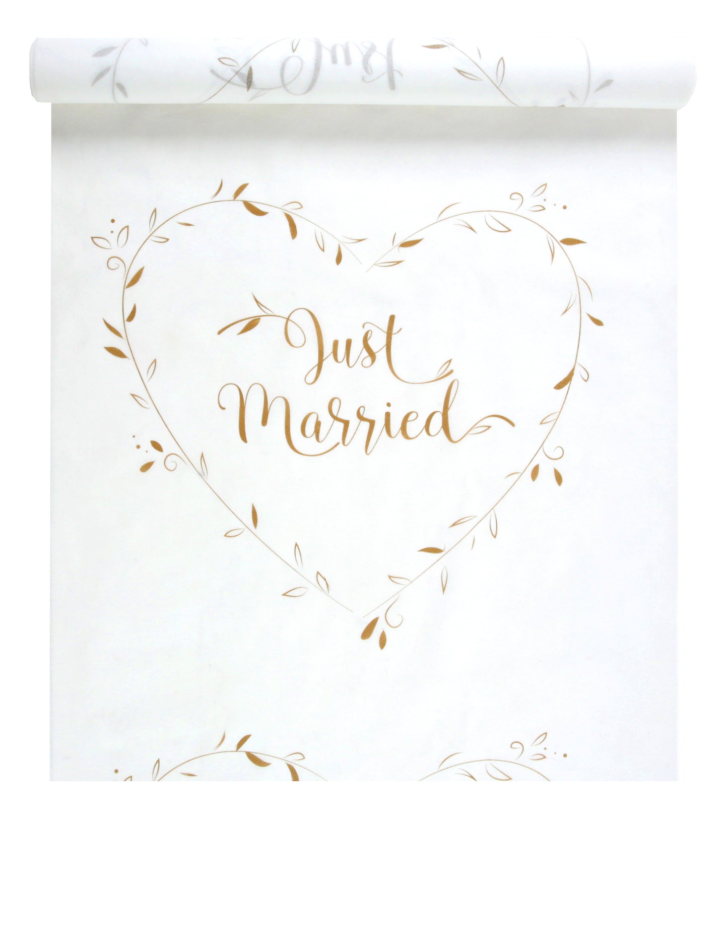 Belo-zlata slovesna preproga "Just Married", 10 m x 75 m cm šik poroka