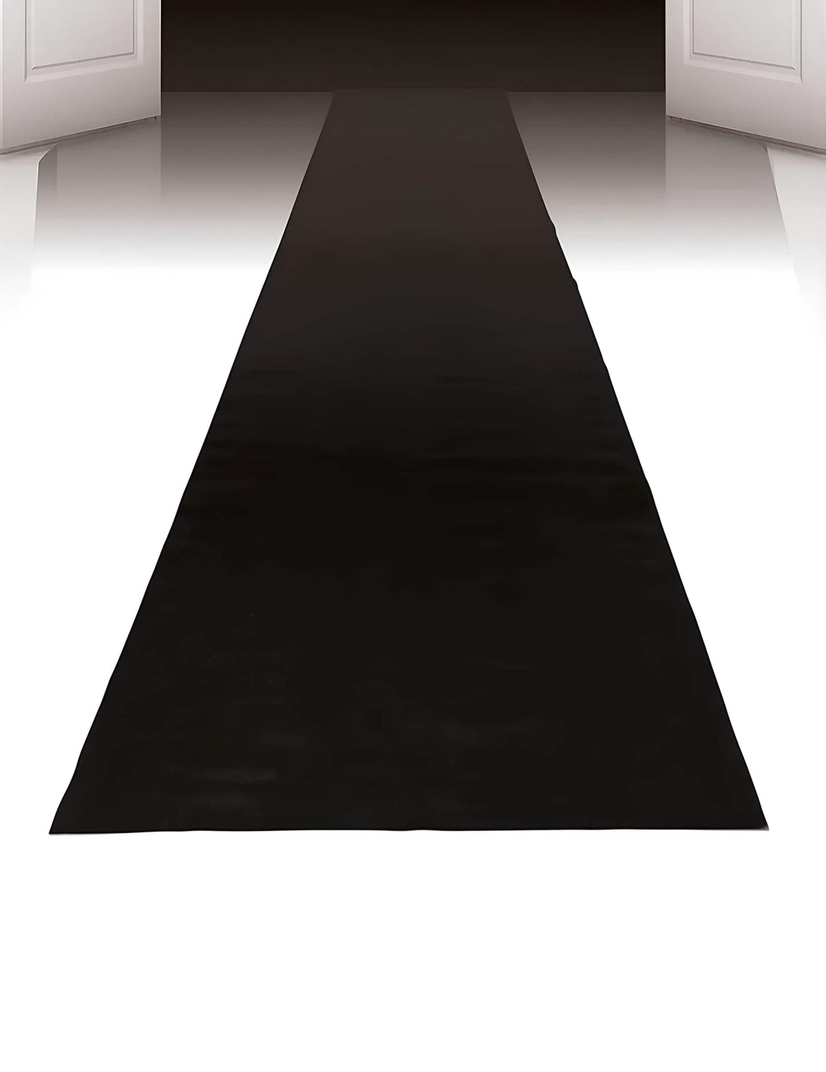 Vue en perspective du tapis VIP pour fête noir