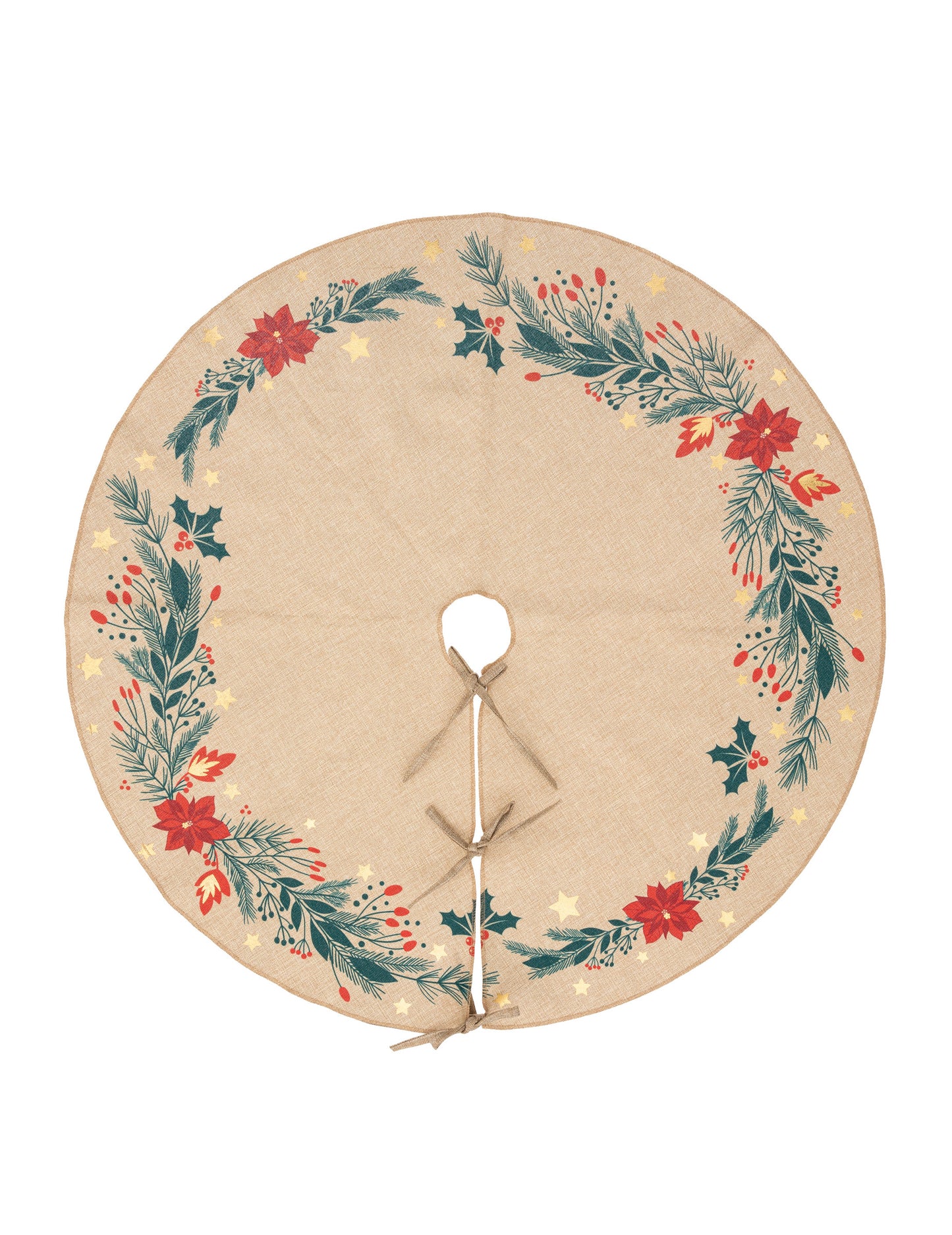 Podloga za božično drevo z motivom božične zvezde 90 cm bež poliester