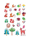 Tatouages animaux de la forêt pour enfant multicolores style aquarelle