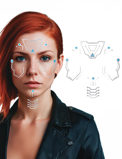 Futuristične tetovaže robotskega obraza