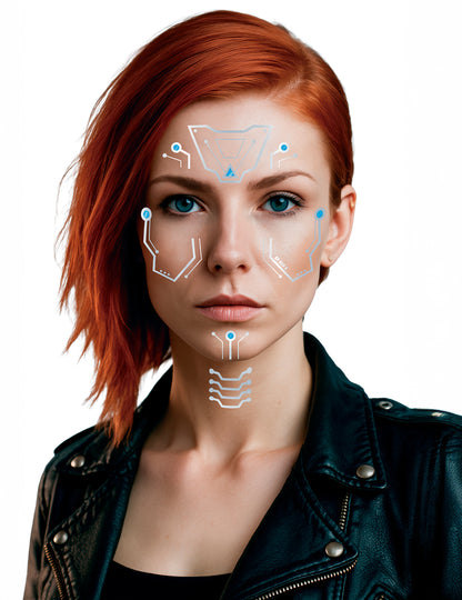 Futuristične tetovaže robotskega obraza
