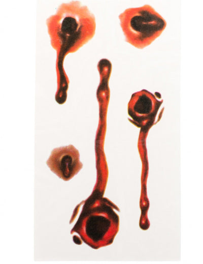 Tatouages temporaires impacts de balles pour adulte rouge et sanglant