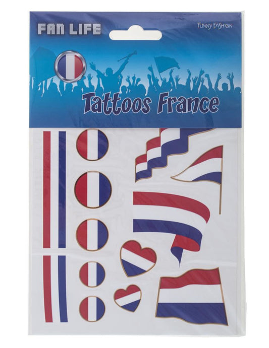 Tatouages temporaires supporter tricolore