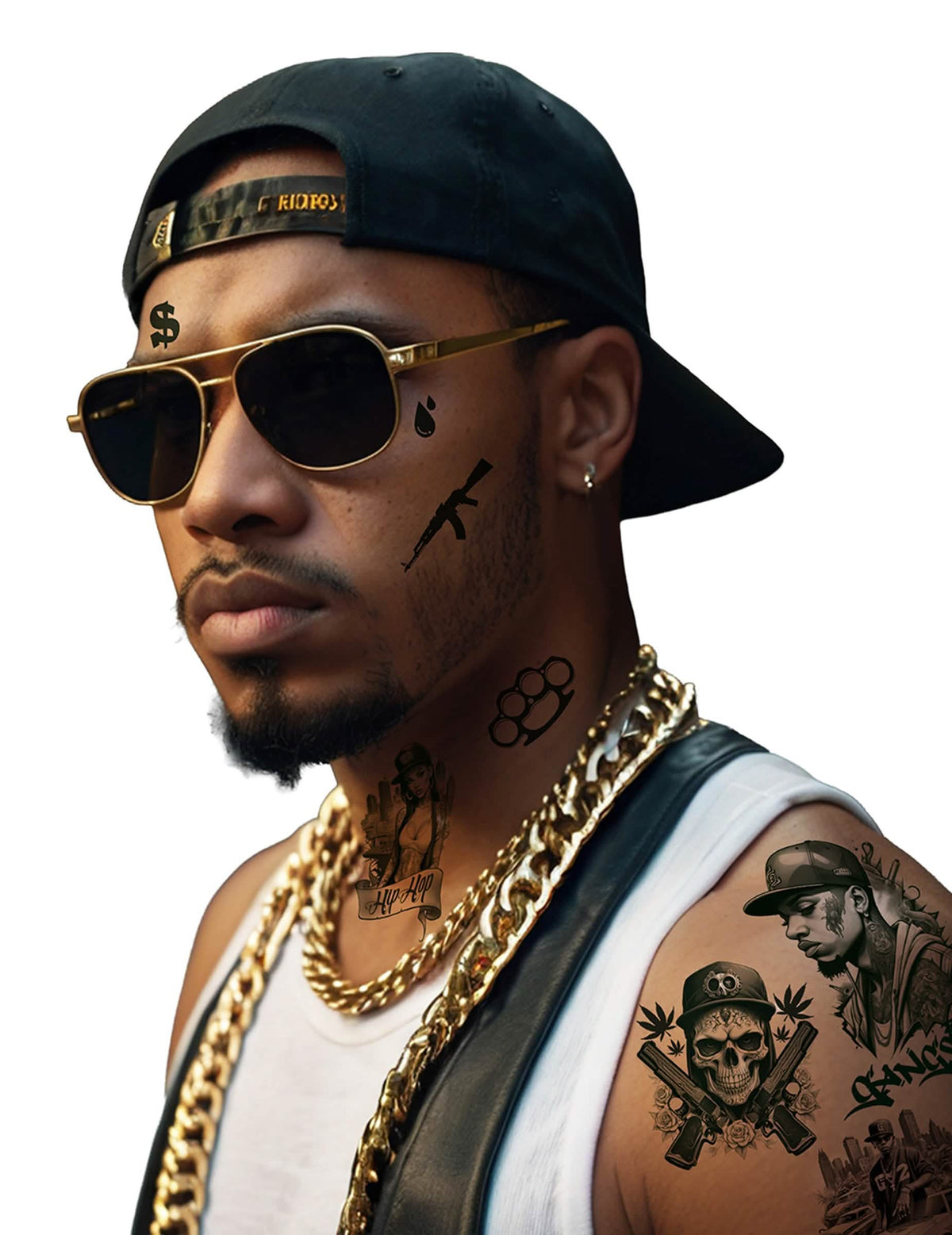 Tatouages thug life pour adulte noirs avec motifs variés