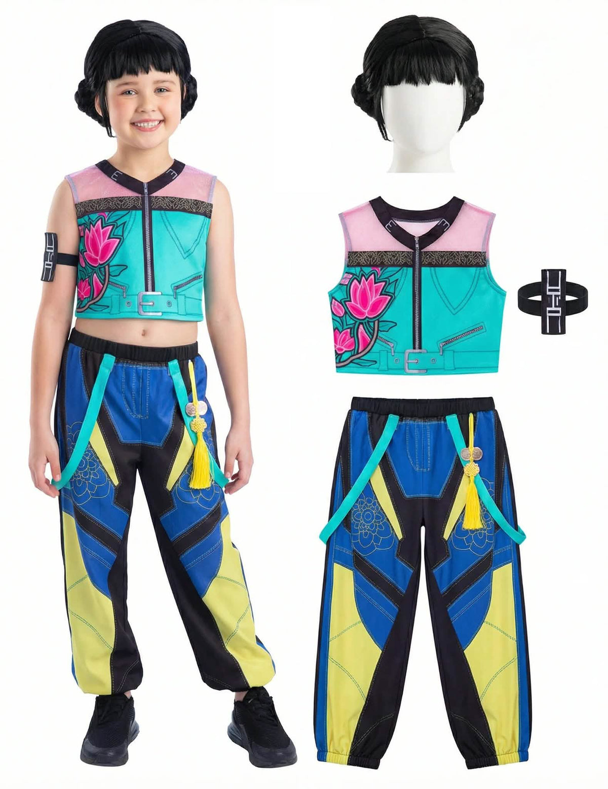Komplet za preoblačenje in lasulja Zoey Kpop Demon Hunter™ za deklico