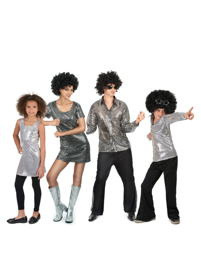 disco srebrna družinska preobleka