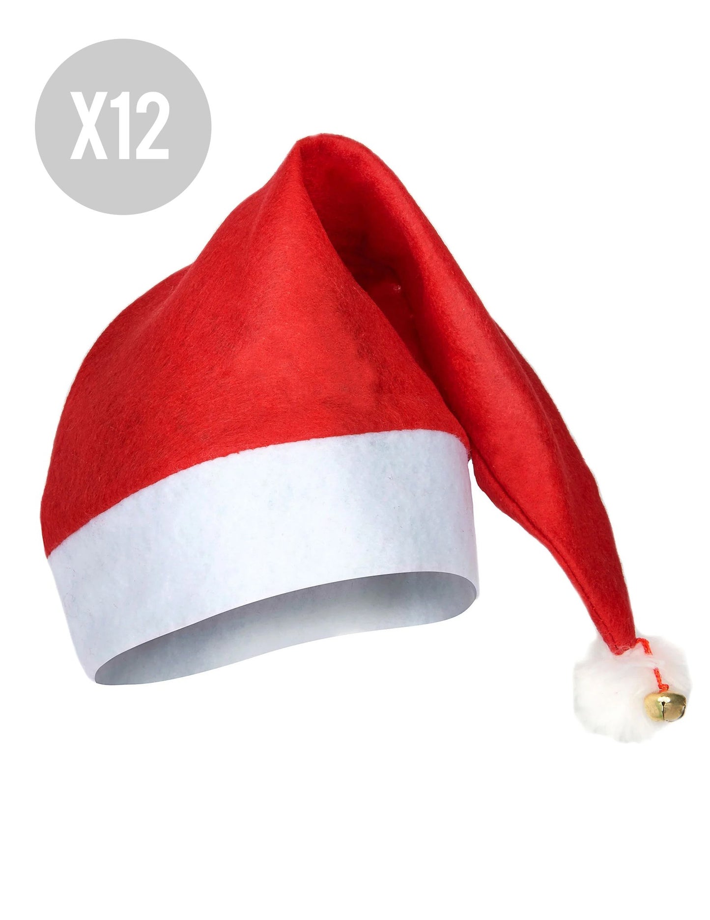 12 bonnets de Noël avec grelot adulte