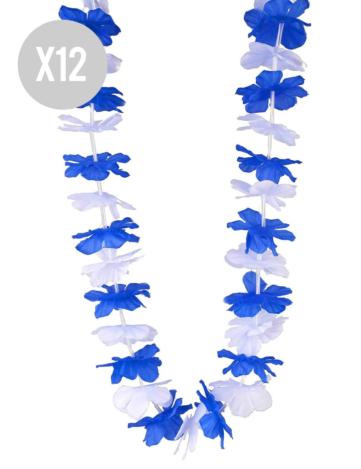 12 modro-belih havajskih ogrlic za odrasle