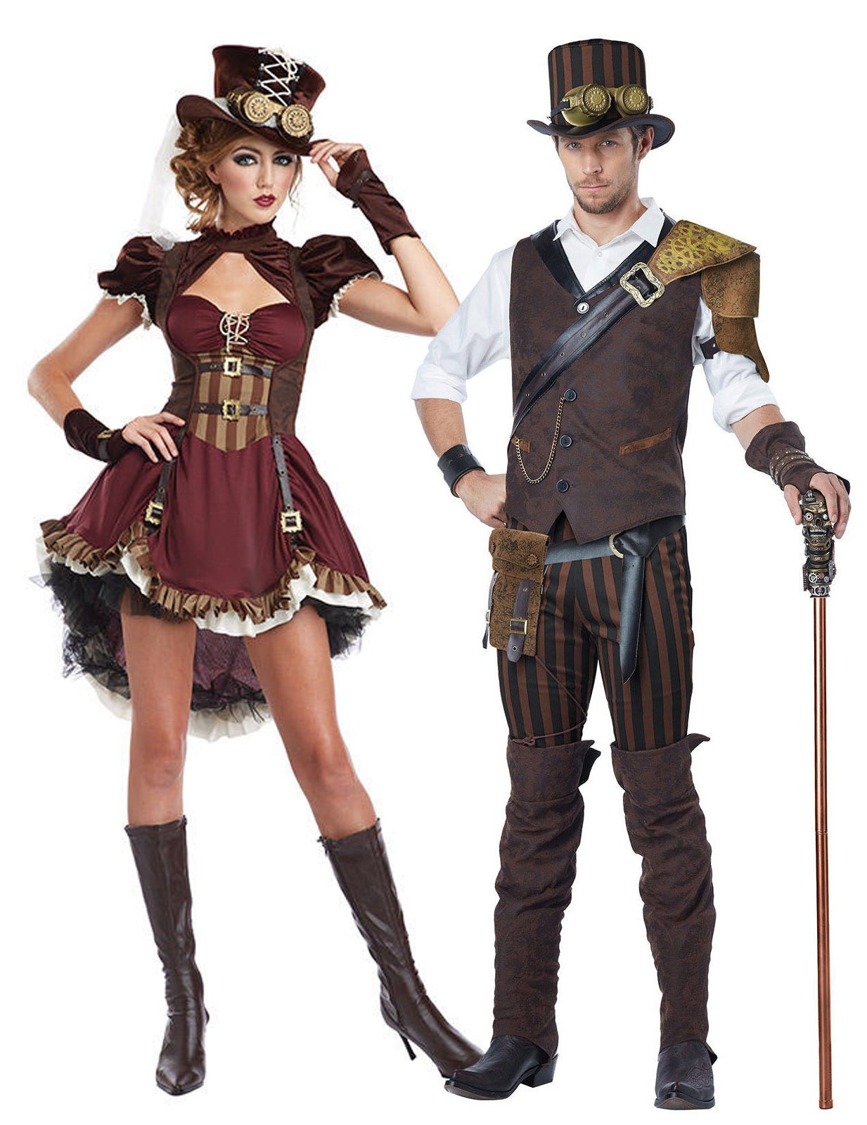 Pustni kostum za odrasli par steampunk avanturistov