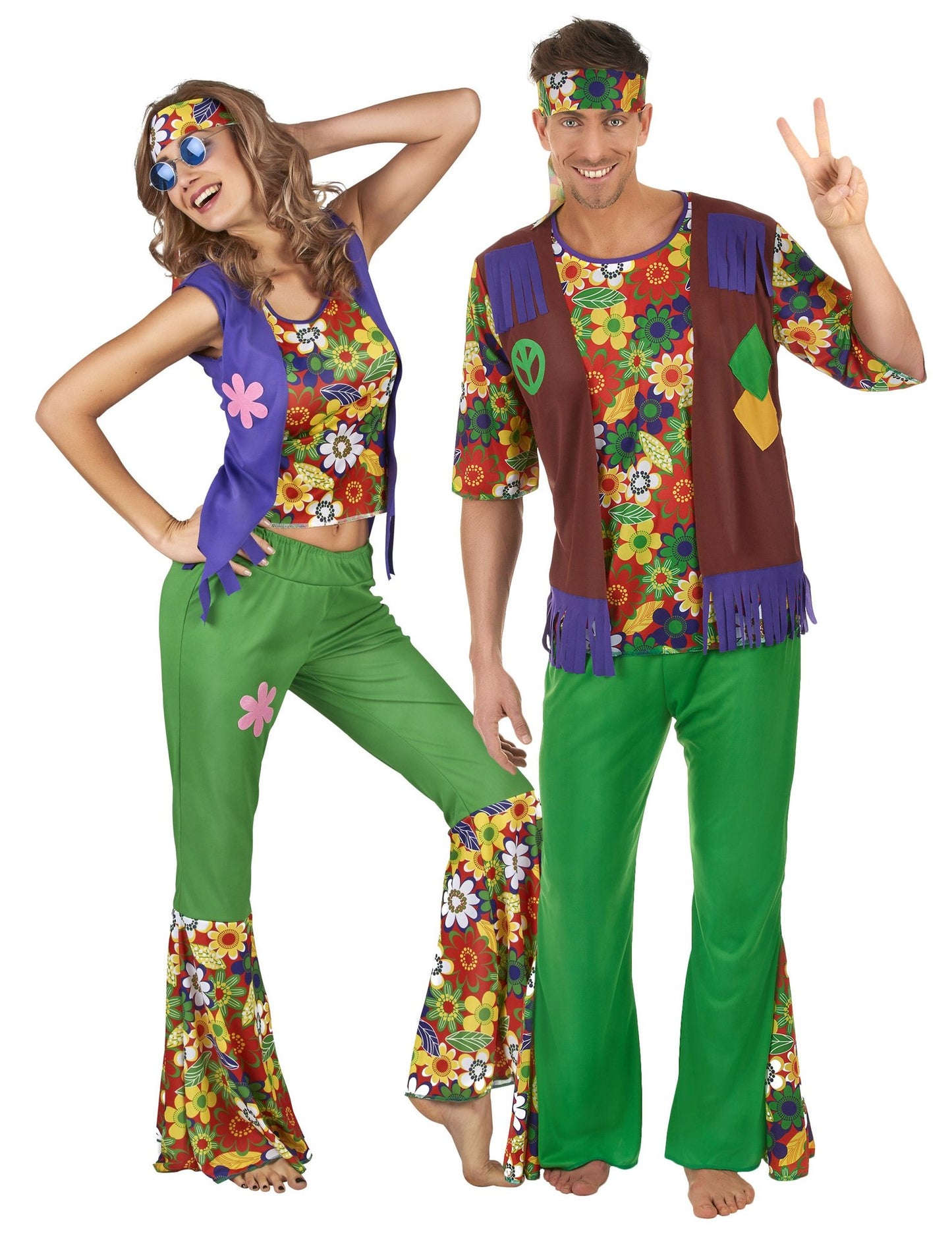 Pustni kostum za par hippie flower power