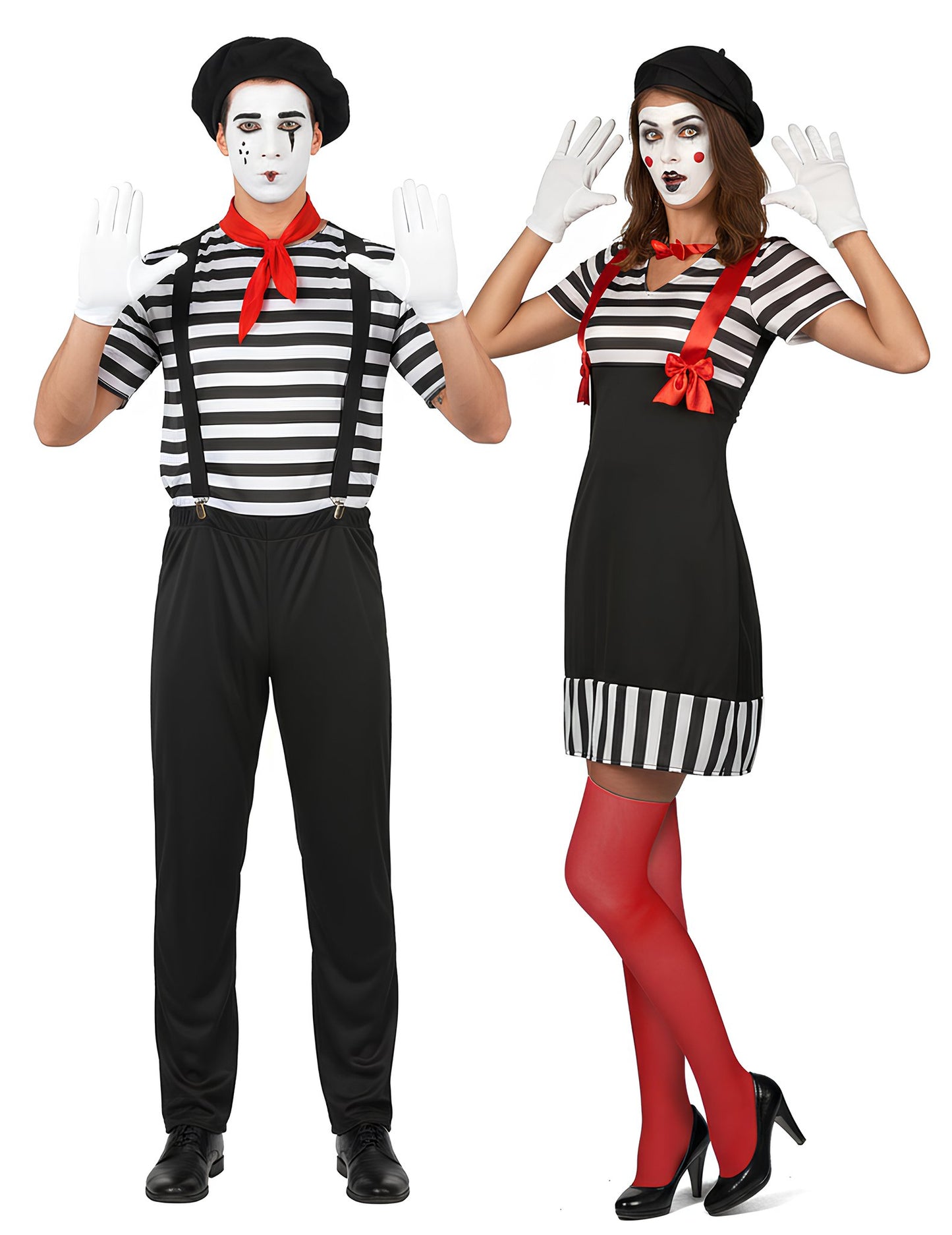 Kostum za odrasle črno-bele pantomime