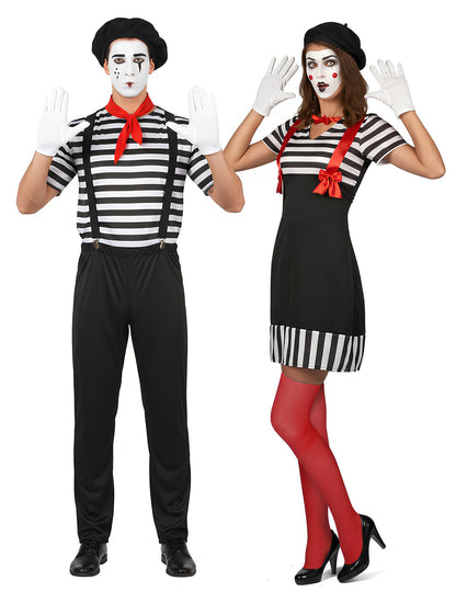 Kostum za odrasle črno-bele pantomime