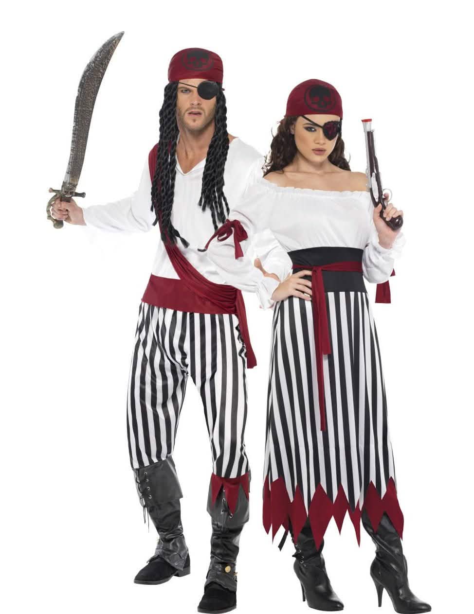 Črtast piratski kostum za par