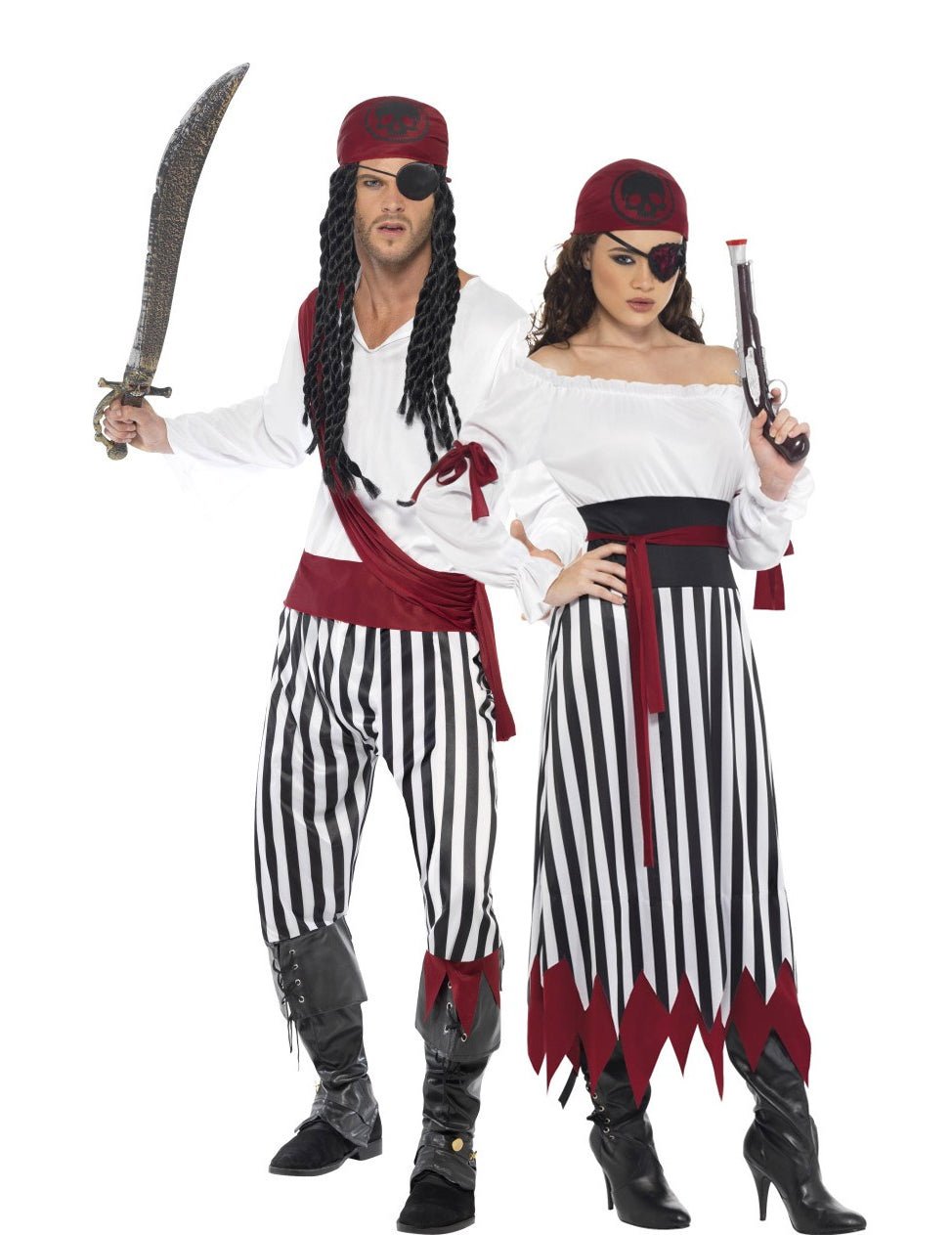 Črtast piratski kostum za par