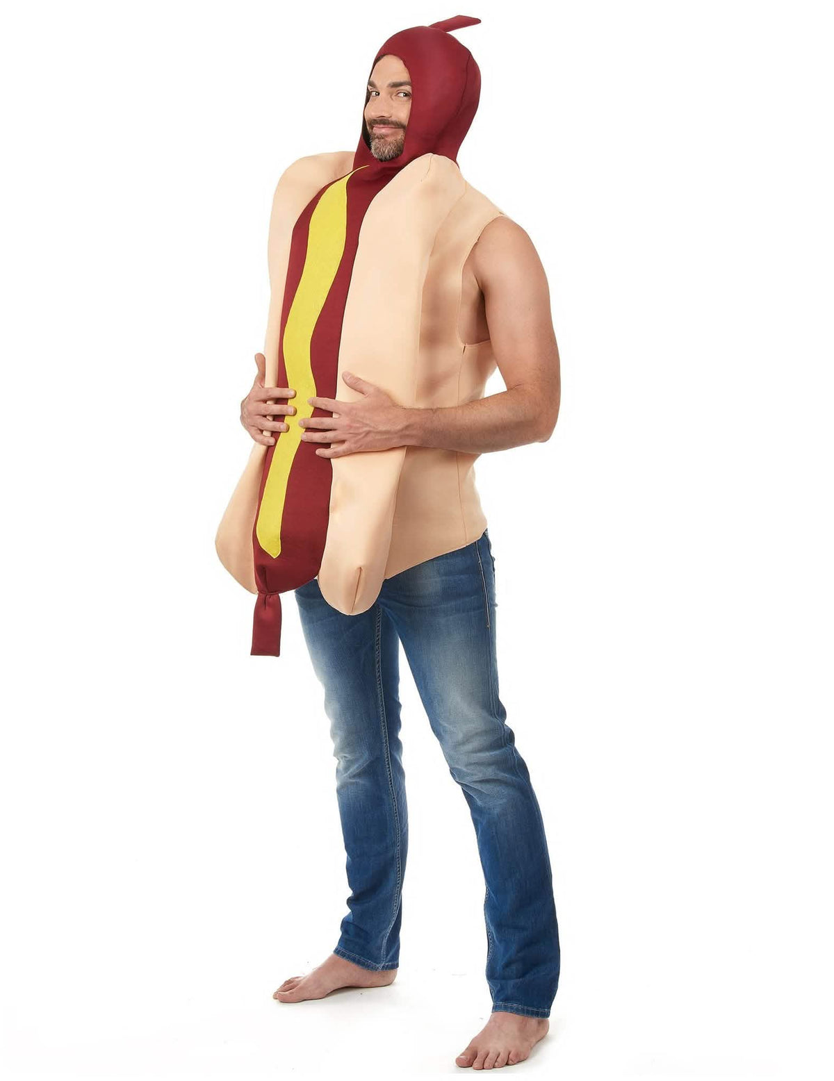 Odrasli par kostum hot dog in kečap