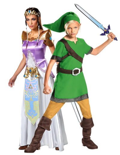 Pustni kostum za par: princesa Zelda in Link, mati in sin
