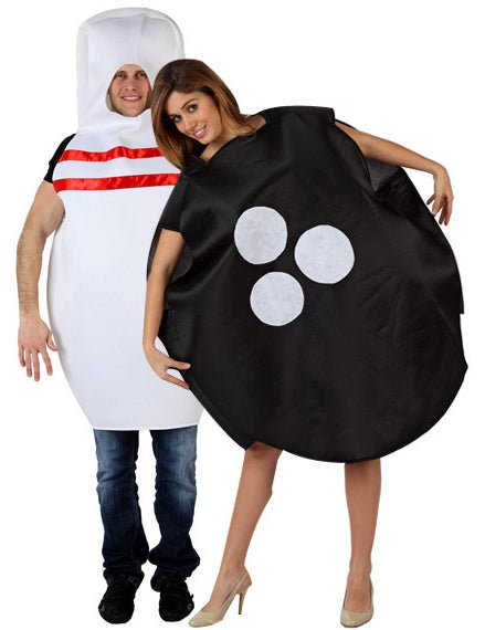 kostum za par: kegelj in bowling žoga