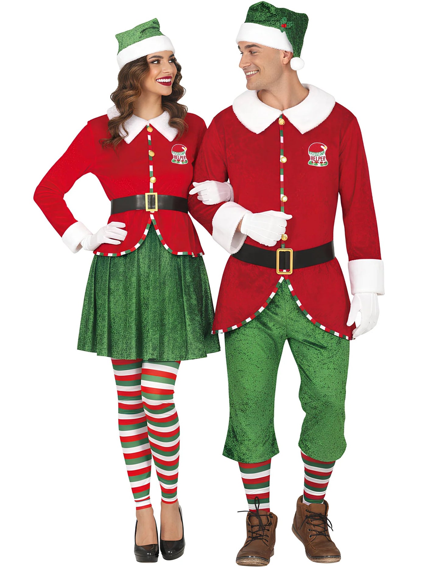 Déguisement de couple elfes de Noël adulte