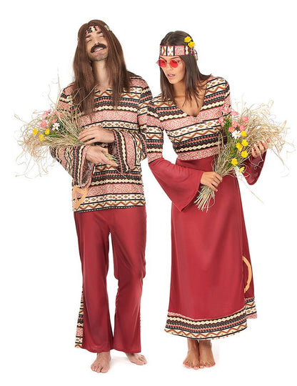 Bordo hippie kostum za par za odrasle