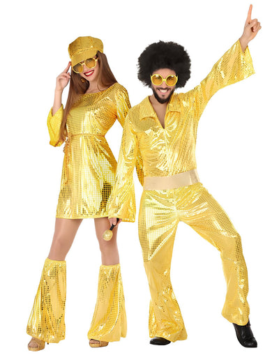 Déguisement de couple disco doré