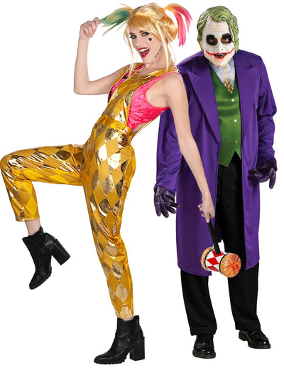 Pustni kostum za par Harley Quinn Birds of Prey™ in Joker The Dark Knight™ za odrasle Halloween