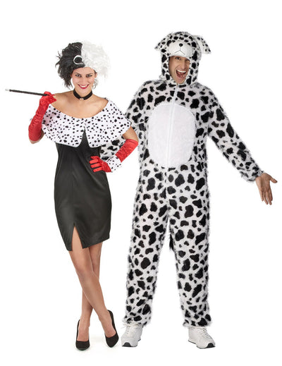 Par kostum Cruella in njen dalmatinec