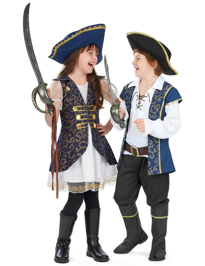 Eleganten otroški par piratskih kapitanov kostum