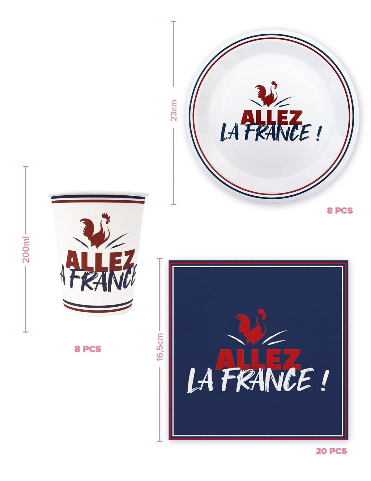 Komplet za enkratno uporabo za posodo Allez la France