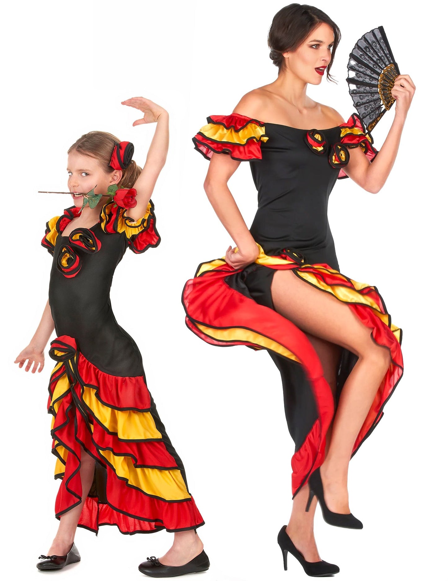 Pustni kostum za par: plesalka flamenka, mama in hči