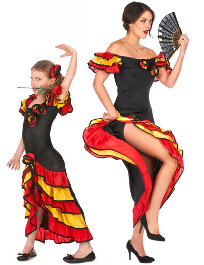 Pustni kostum za par: plesalka flamenka, mama in hči