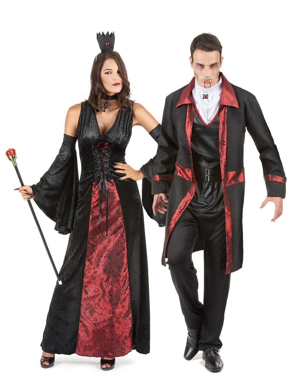 Párna vampirska kostum v rdeči in črni za noč čarovnic