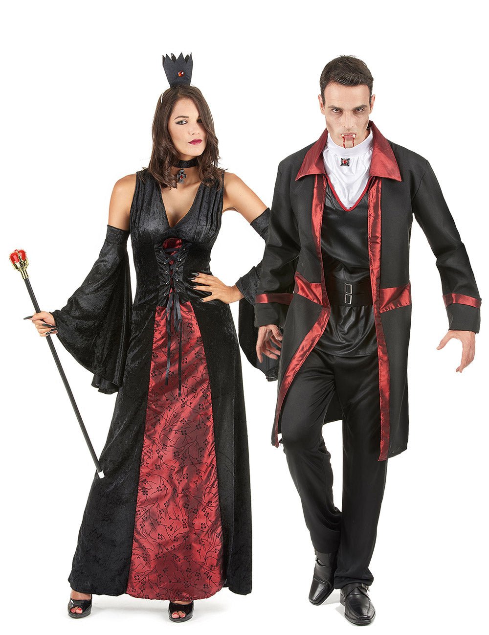 Párna vampirska kostum v rdeči in črni za noč čarovnic