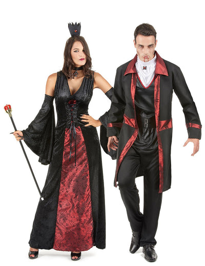 Párna vampirska kostum v rdeči in črni za noč čarovnic