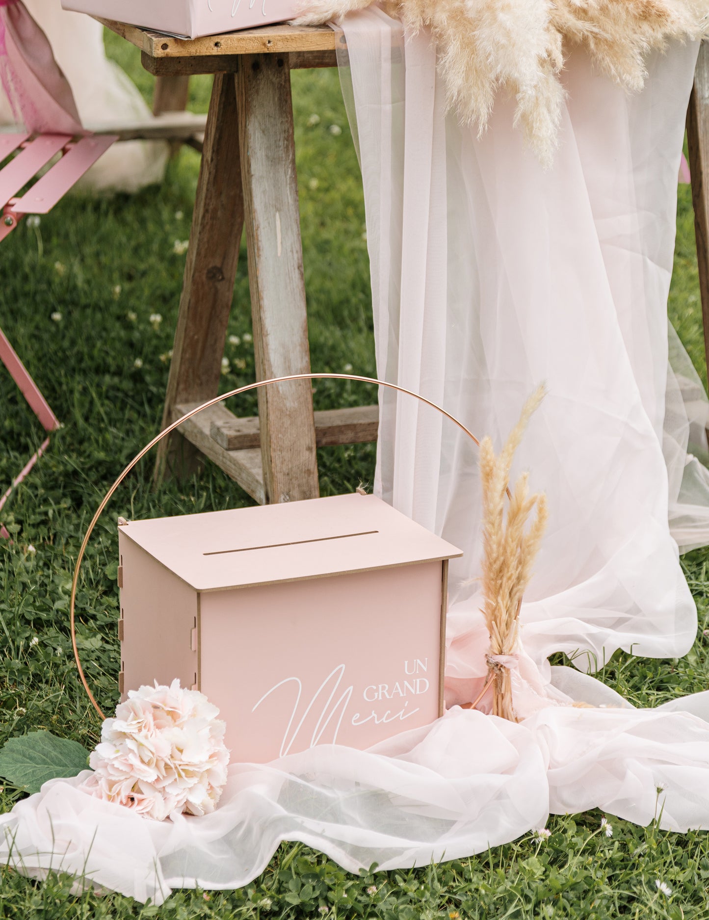 Umetna roza glava hortenzije, 19 cm, iz blaga