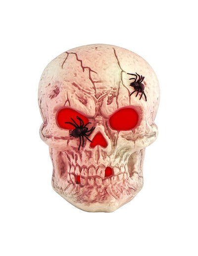 Okrasna lobanja iz plastike z rdečimi LED-diodami 23 x 25 x 33 cm