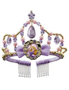 Tiare Raiponce pour fille violette et dorée avec perles roses