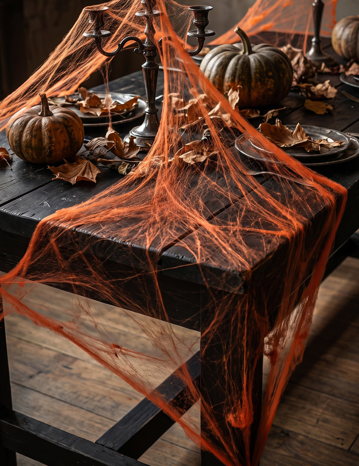 Oranžna pajčevina s pajki 20 g Halloween