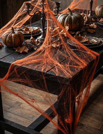 Oranžna pajčevina s pajki 20 g Halloween