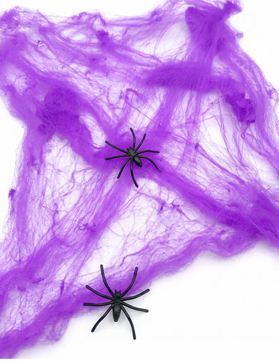 Vijolična pajkova mreža s pajki 20 g Halloween