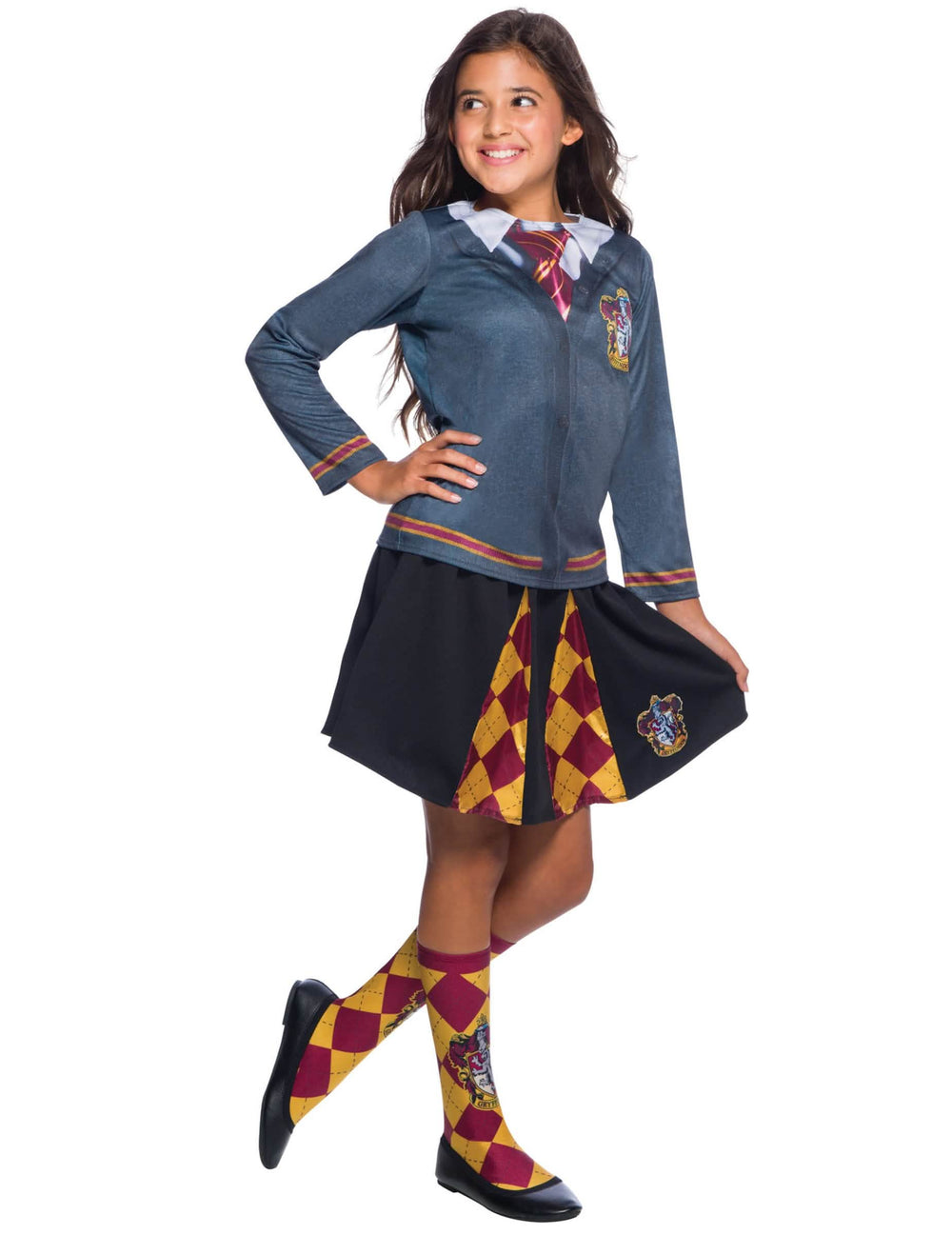 Top avec jupe Gryffondor Harry Potter™ pour fille gris et noir avec blason et cravate imprimée