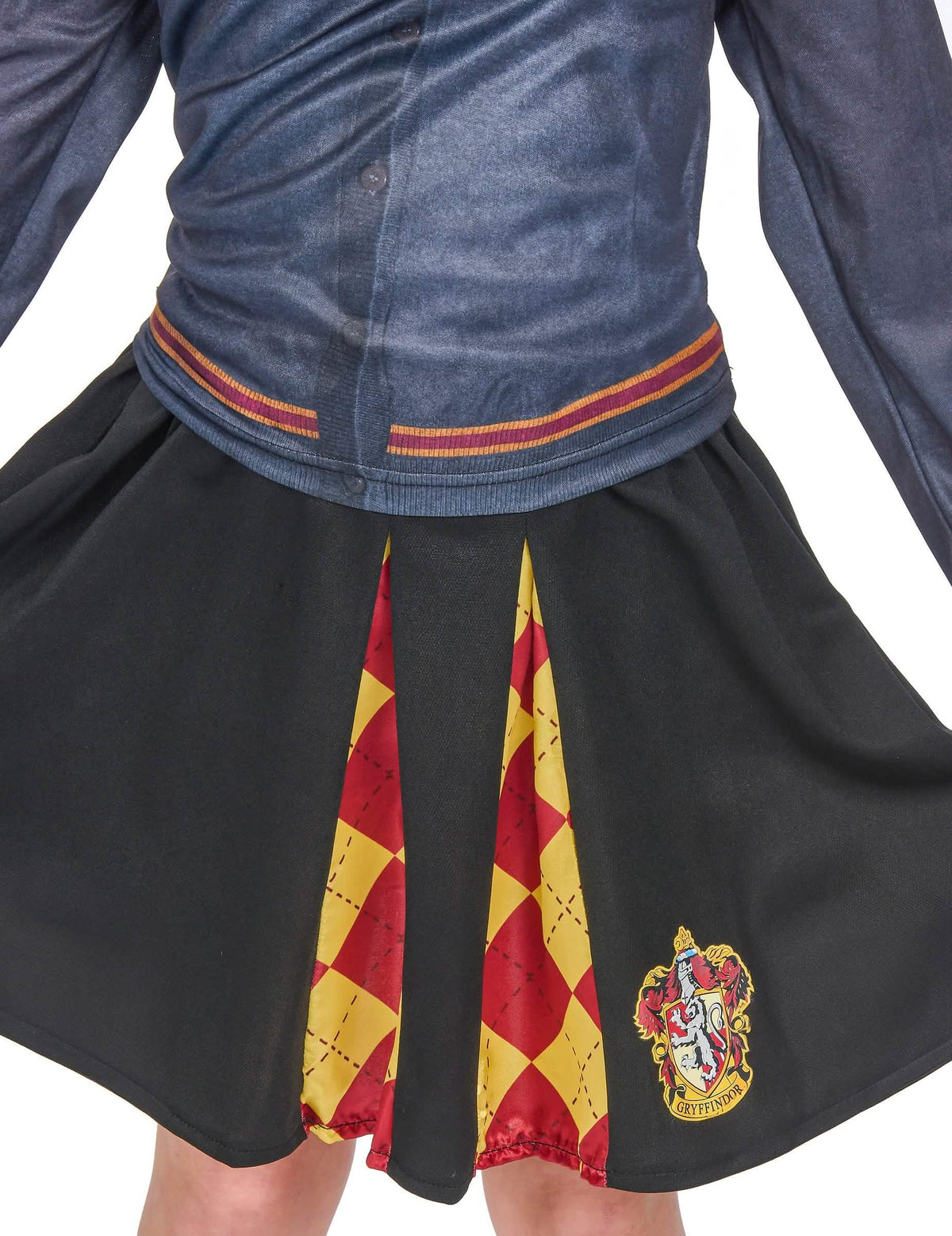 Détail de la jupe et du blason du top avec jupe Gryffondor Harry Potter