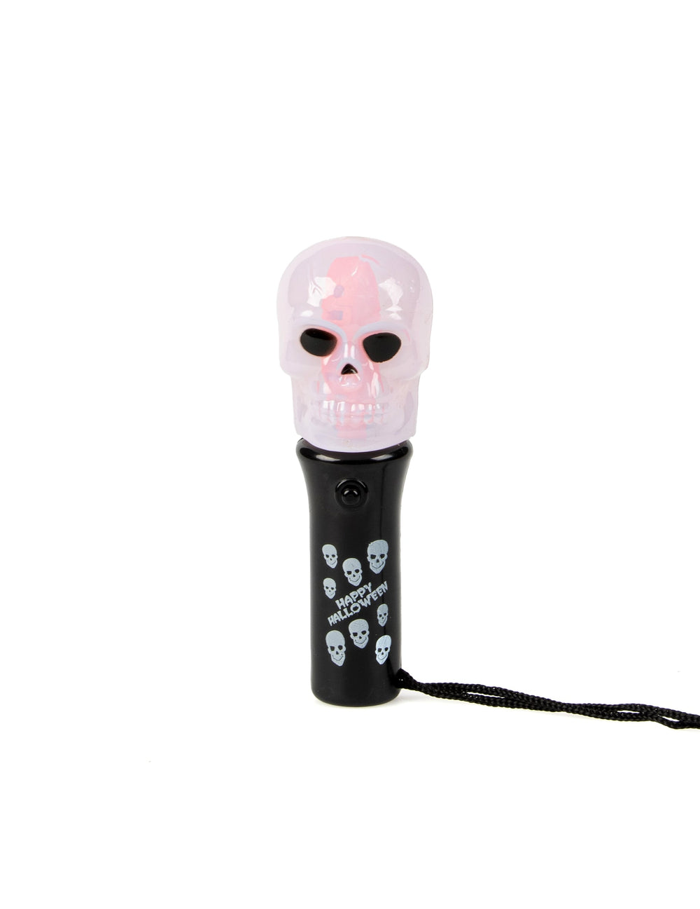 Torche spinner lumineuse tête de mort pour enfant noire et blanche