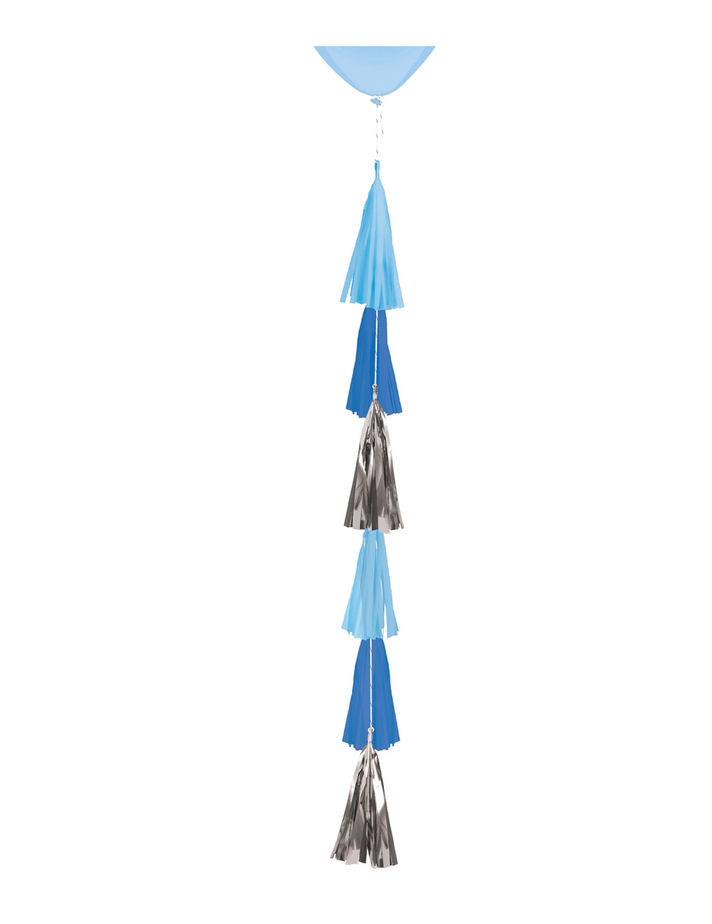 Traîne de ballon tassels en papier pour hélium bleu et argent